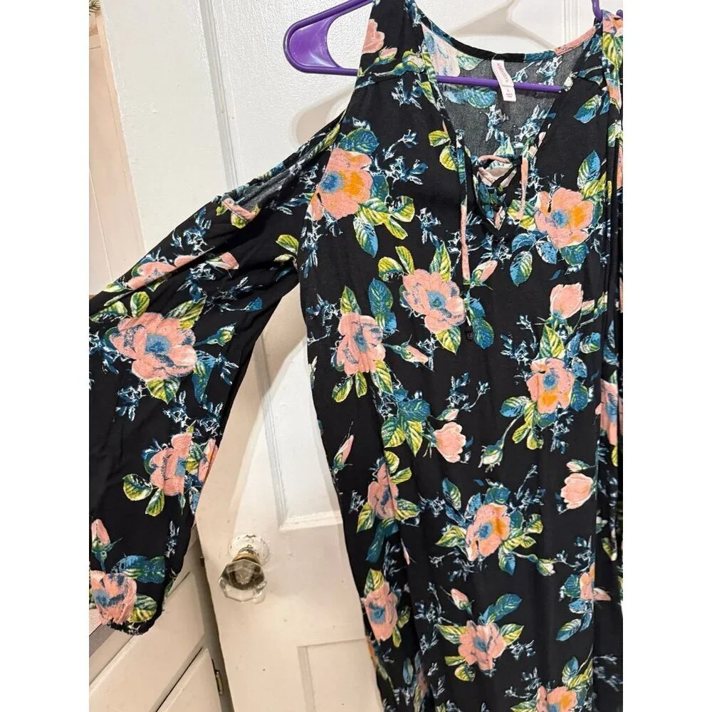 Xhilaration women size, large floral long sleeve dress - Picture 3 of 9